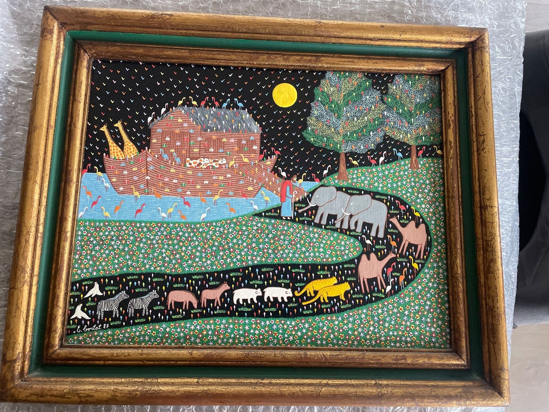 Dipinti: Gemälde Ernane Cortat Arche Noah 1987 Naive Kunst – Usato da Volketswil venduto da rubin74