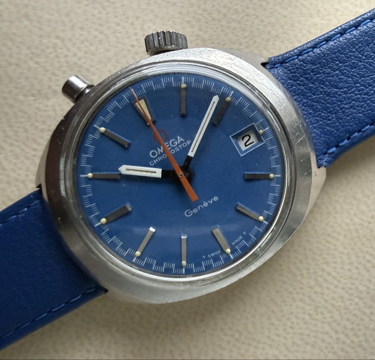Omega Orologi: Omega Chronostop – Vintage Driver Dial Blau – Usato da Dietikon venduto da BabaDom 2