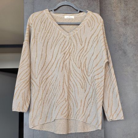🐸 PULLOVER GOLD BEIGE SCHÖNES MUSTER