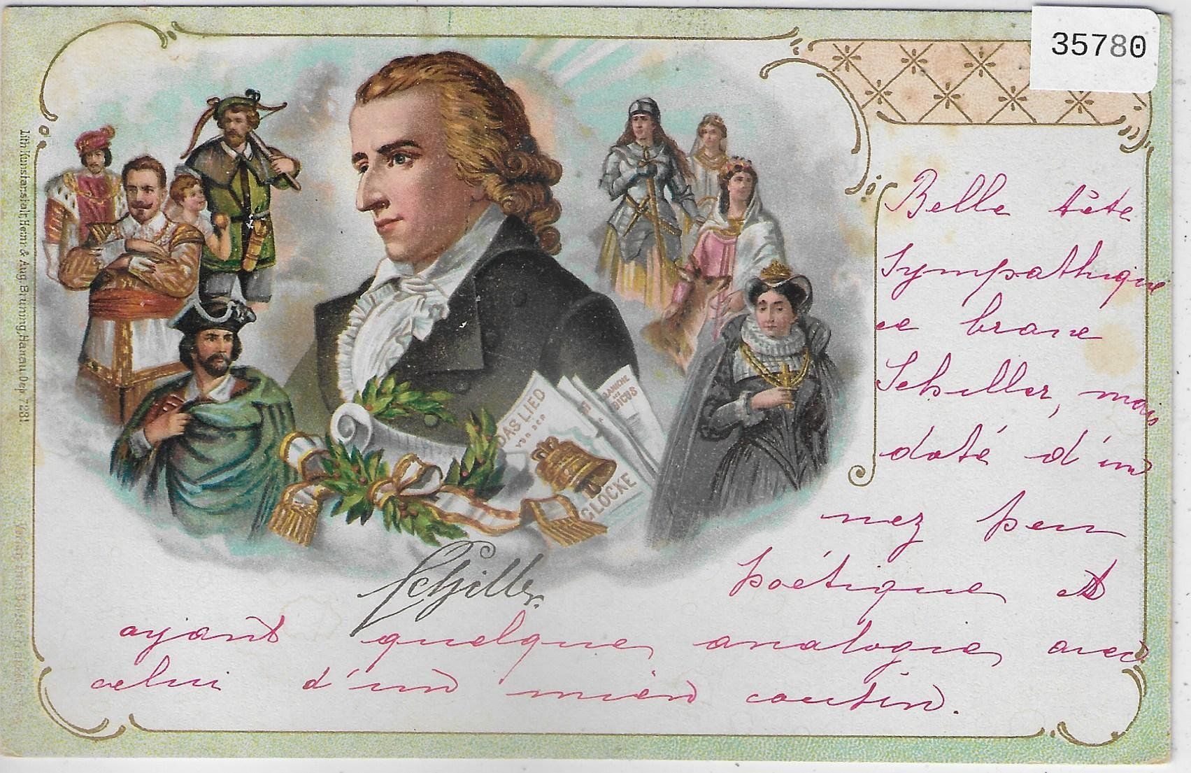 Ansichtskarten: Friedrich Schiller Schriftsteller - Litho – Gebraucht aus Ettingen von Kartenplanet