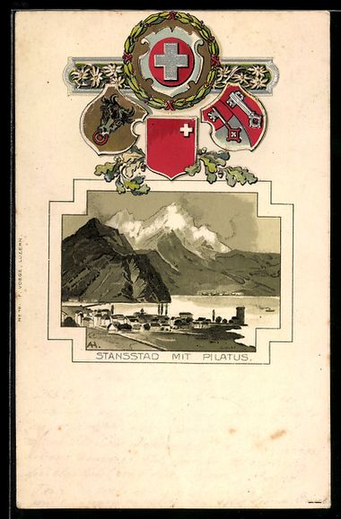 Cartoline postali: Stansstad, Ortsansicht mit Pilatus im Hi – Usato da Berlin venduto da bartko-reher