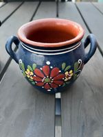 Topf handbemalt Blumen Motiv blau guter Zustand