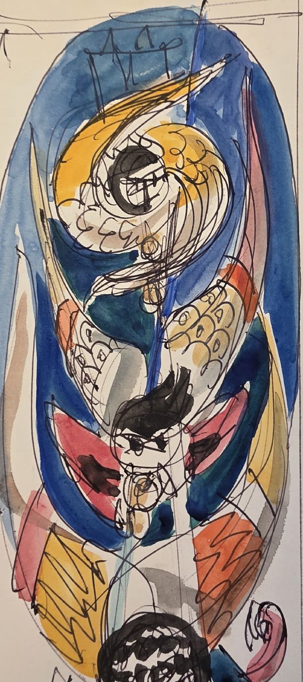 Dipinti: Lill Tschudi  Original Aquarell 33x13cm "Michael" – Usato da Emmenbrücke venduto da Kunstankaufverkauf 4