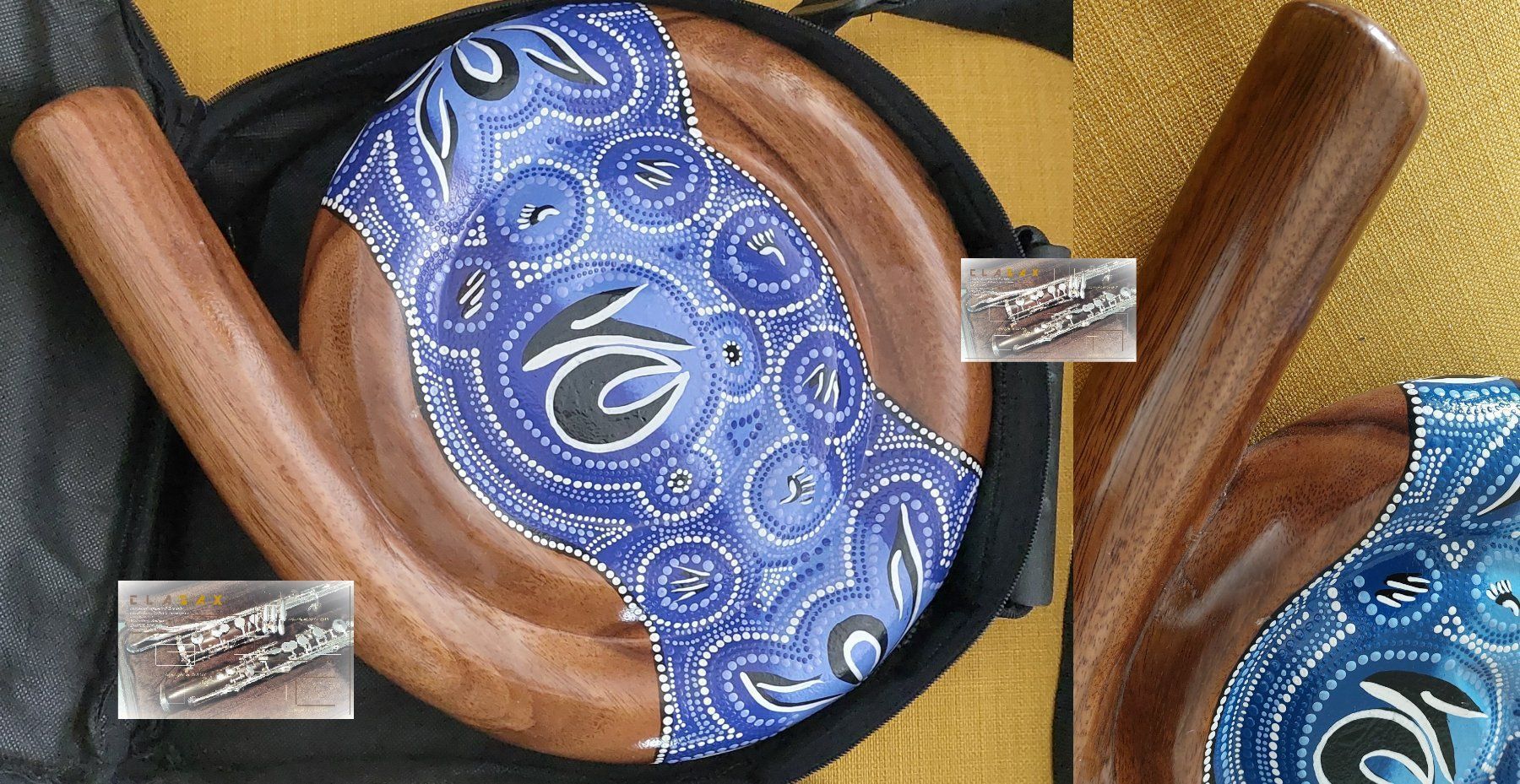 Musikinstrumente: Monky5 - Hole Didgeridoo Mahagoni/Aboriginalmuster + Tasche – Neu und originalverpackt aus Rotkreuz von CLASAX 2