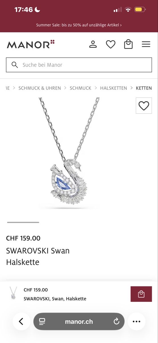 Swarovski Catenine: SWAROVSKI Swan Halskette – Usato da Münsingen venduto da wal_ts72 2