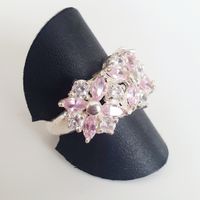 Silber Ring 925 mit Zirkonia und rosa Stein Gr. 19.9mm
