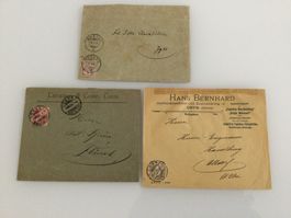 1894-97, Zunr.58B ,60B, 61B Zifferbelege Briefumschläge