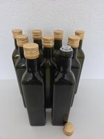 Glasflaschen, dunkelgrün, leer, 9 Stk, (Für z.B Öl)