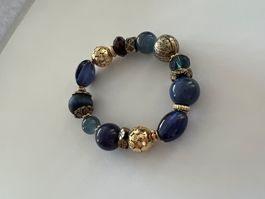 blau goldenes Perlen Armband neuwertig