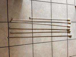 6x Vorhangzugstangen aus Metall ca. 95 & 69 cm