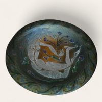 Studio Cellini Italie Grand plat émaillé vers 1960.