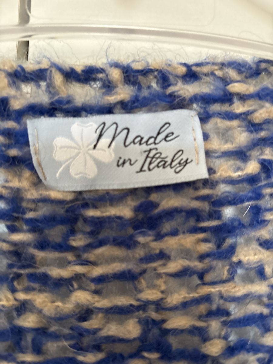 Maglioni & Felpe: Made in Italy Strickpullover mit Fransen, Blau/Beige – Usato da langenthal venduto da rundholz7 1
