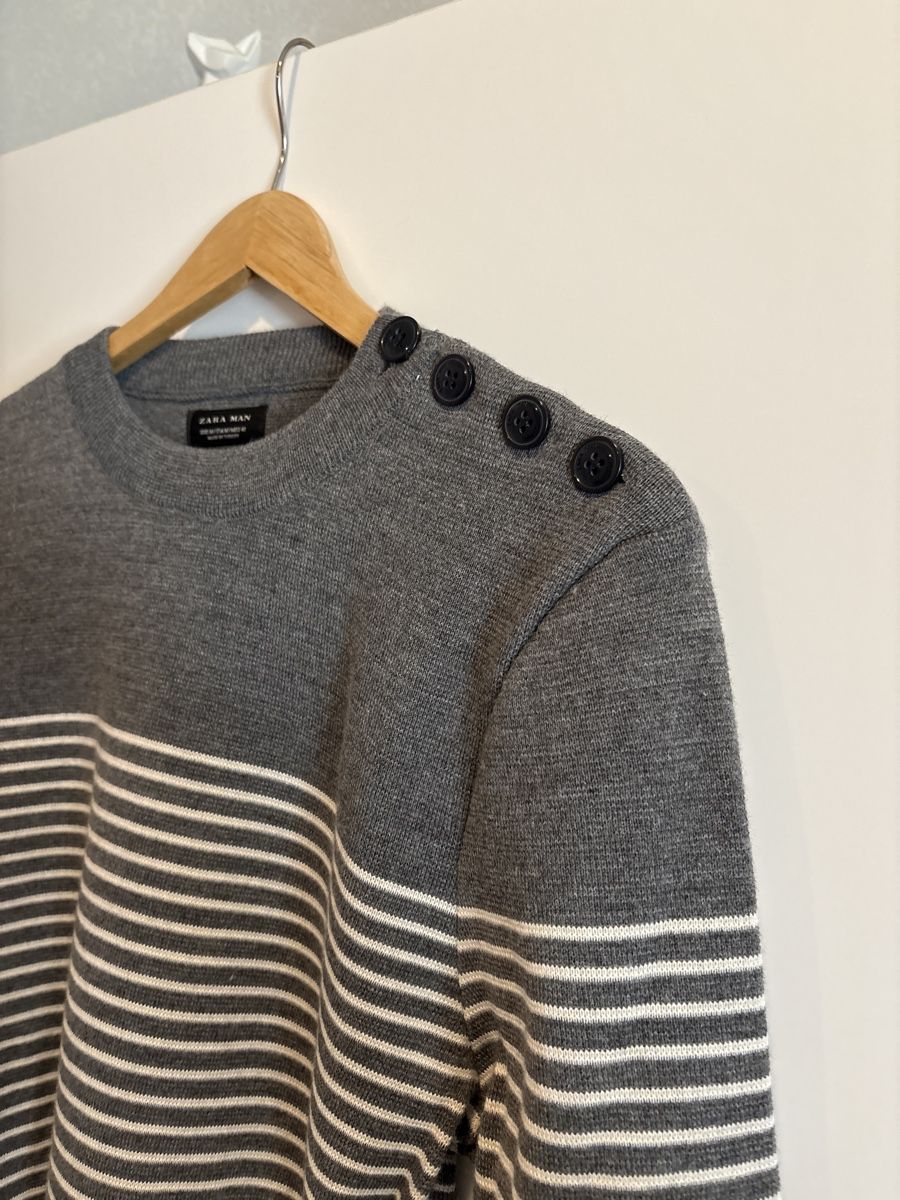 Zara Maglioni & Felpe: Pull rayé Zara gris et blanc, taille M – Nuovo (secondo la descrizione) da Pully venduto da kaba07 1