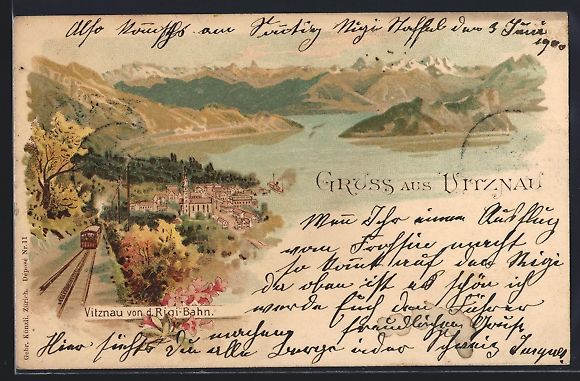 Ansichtskarten: Litho Vitznau, Panorama von der Rigi-Bah – Gebraucht aus Berlin von bartko-reher