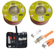 200m Cat7 Netzwerkkabel + 50x RJ45 Stecker + Werkzeugset
