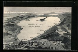 Biel, Ortsansicht mit Bieler See und Ort