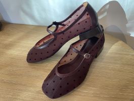 Sézane Schuhe 40, Neu! Bordeaux mit Pünktli-Muster