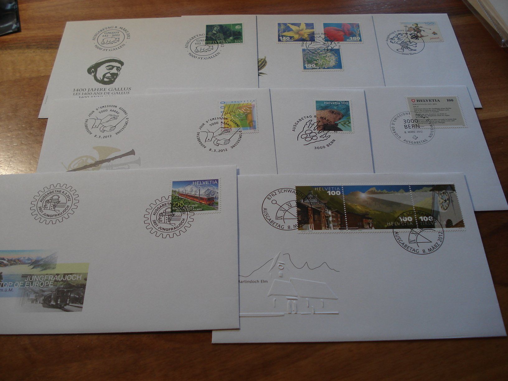 Alle Briefmarken: Schweiz 2012, Set FDC , 18 Belege – Gebraucht aus Niederwil AG von morostahu 2