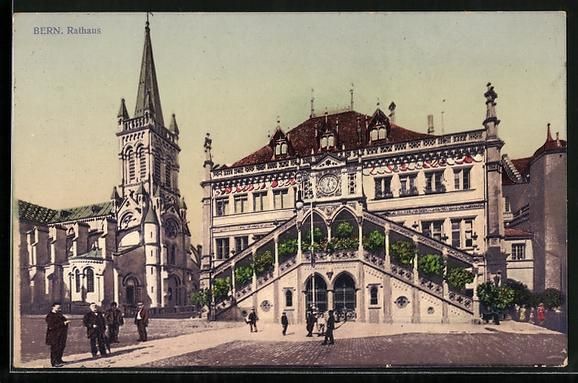 Cartoline postali: AK Bern, Partie am Rathaus – Usato da Berlin venduto da bartko-reher