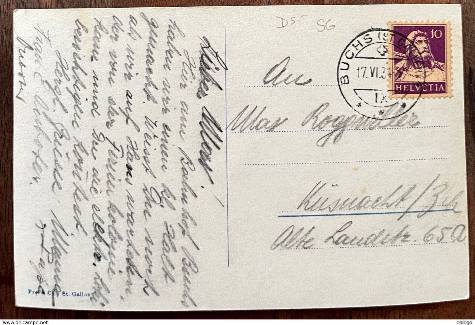 Cartoline postali: AK BUCHS: KURHAUS BUCHSERBERG 1934 – Usato da Lutry venduto da Ediego 1