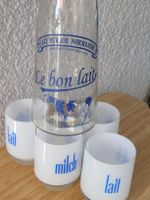 Vintage Milchflasche und 4 Milchgläser einwandfrei!