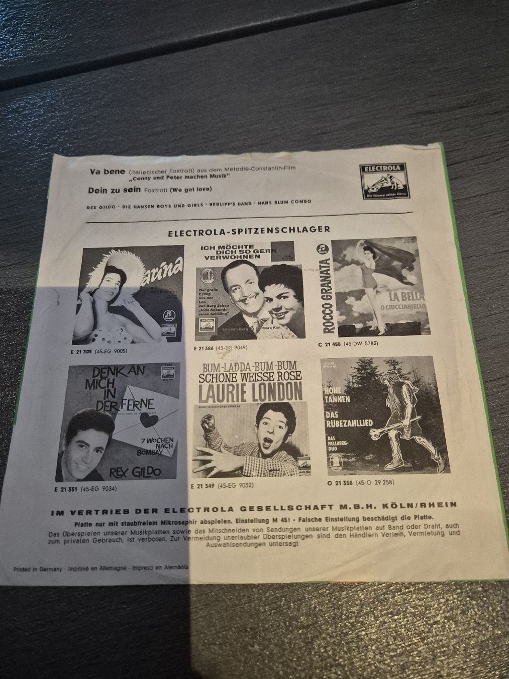 Dischi in vinile: Rex Gildo - Va Bene / Dein zu sein - Single Schallplatte – Usato da Grandval venduto da JeroenK 1