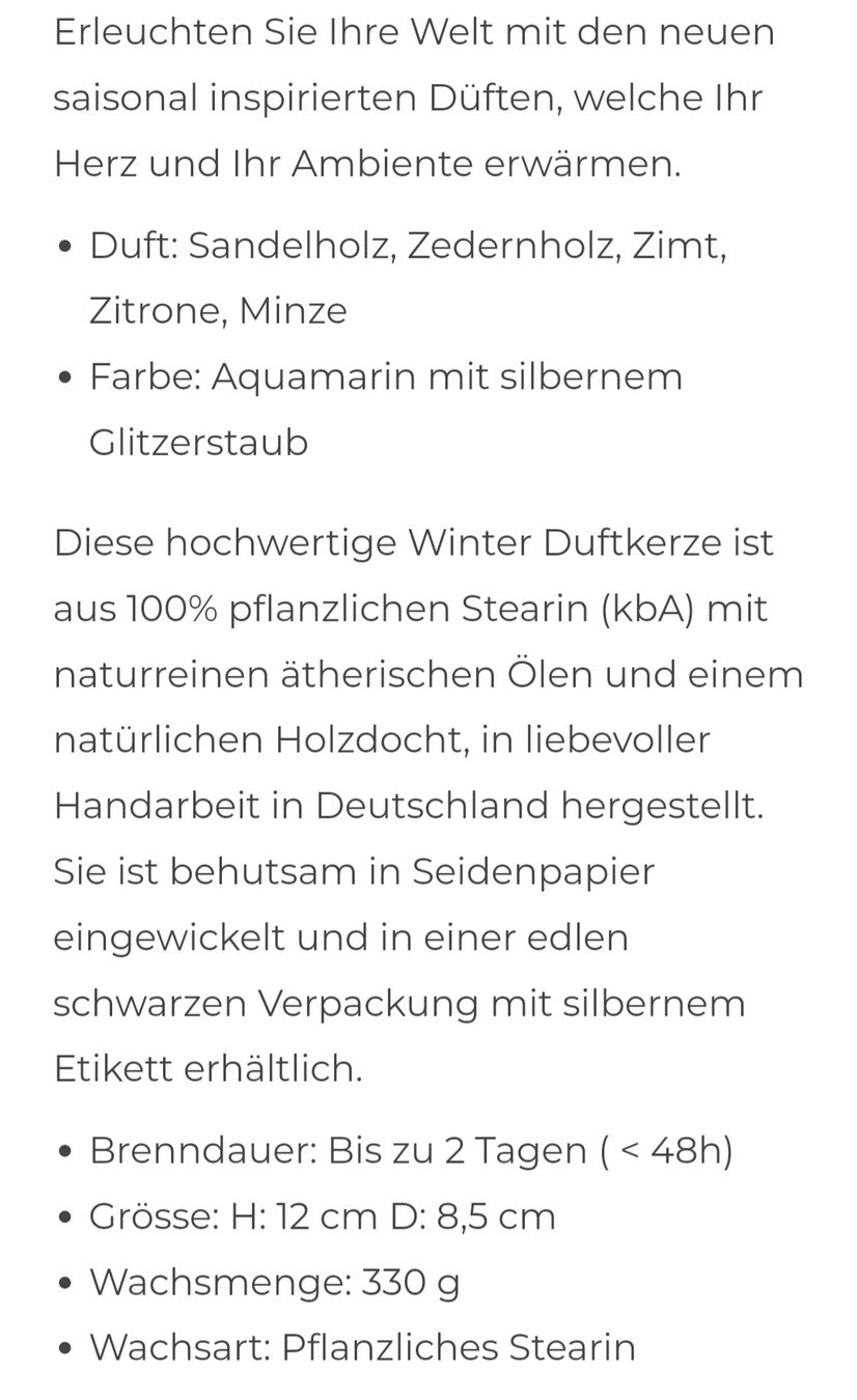 Kerzen: ZARYA Duftkerze "winter" 1 Stk. – Neu (gemäss Beschreibung) aus Wallisellen von misnenes 3