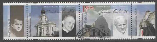 Alle Briefmarken: POLEN,  Sladami  Karola Wojtyly -Wadowice PAPST  4 Marken(30 – Gebraucht aus Ruggell von Masescha