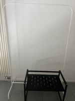 IKEA mulig White clothes rack and black storage bench set