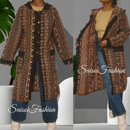 Herbst Frühling Hippie Boho Hoodie Mantel 100%Baumwolle XS-L