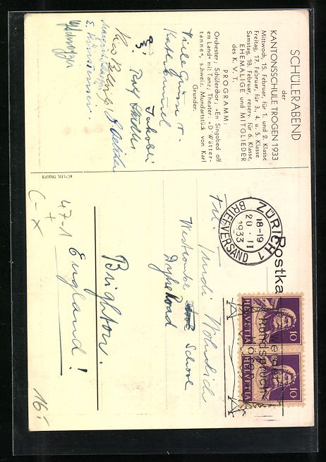 Cartes postales: Trogen, Schüler-Abend 1933, studentisch – D'occasion à Berlin par bartko-reher 1