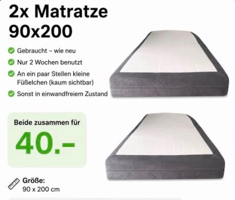 Matratzen: 2x Matratze 90x200 – Gebraucht aus Hellbühl von d.d.d.125