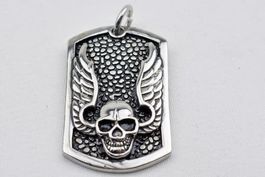 Anhänger Wing Skull Edelstahl 30mm E316L Edelstahl, poliert