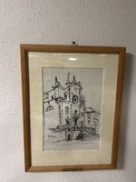 Originale Zeichnung V. Knobel, Bellinzona, gerahmt. 1970