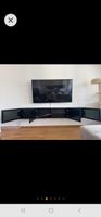 Meuble TV noir, longueur 180cm, avec portes vitrées!