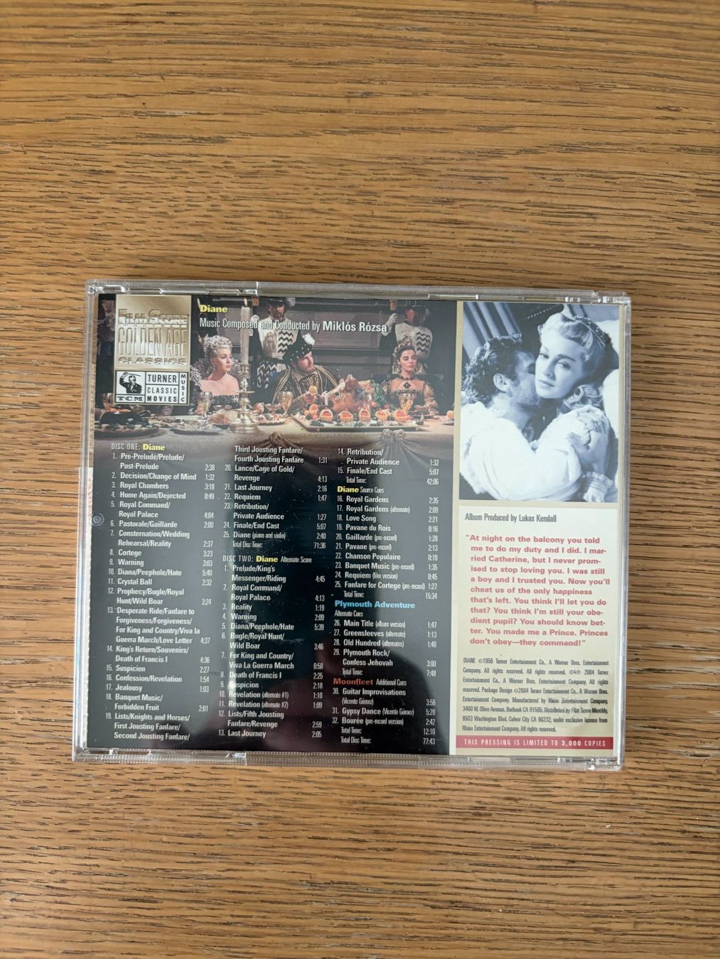 CD: DOUBLE CD DIANE PAR MIKLOS ROZSA – Usato da Geneve venduto da tigre69 1