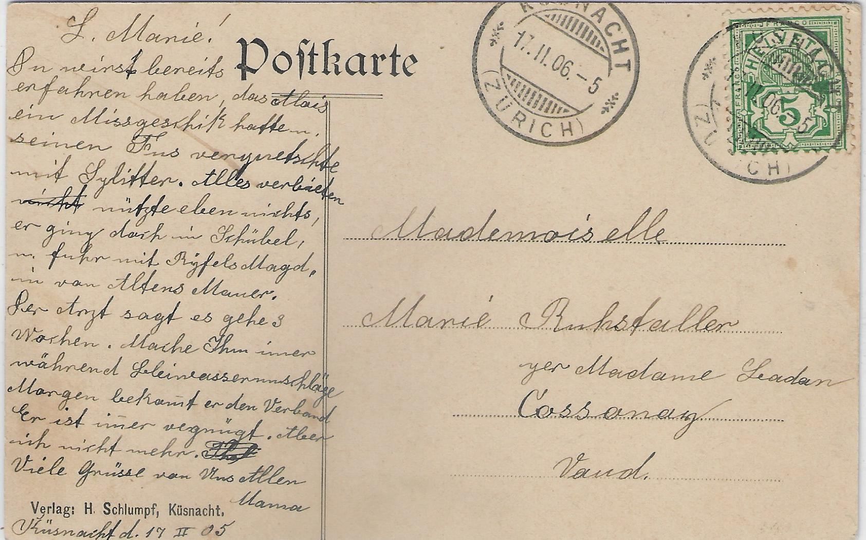 Cartoline postali: Küsnacht ZH - Villa Bebel – Usato da Ettingen venduto da Kartenplanet 1