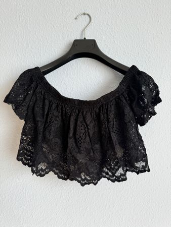 Schwarzes Boho Top aus Spitze von ASOS Gr. XS / 34