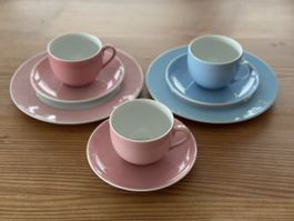 Kahla Porzellan Pastell Tassen/Untertassen/Teller Set