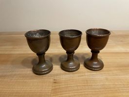 3 Eierbecher aus Metall alt