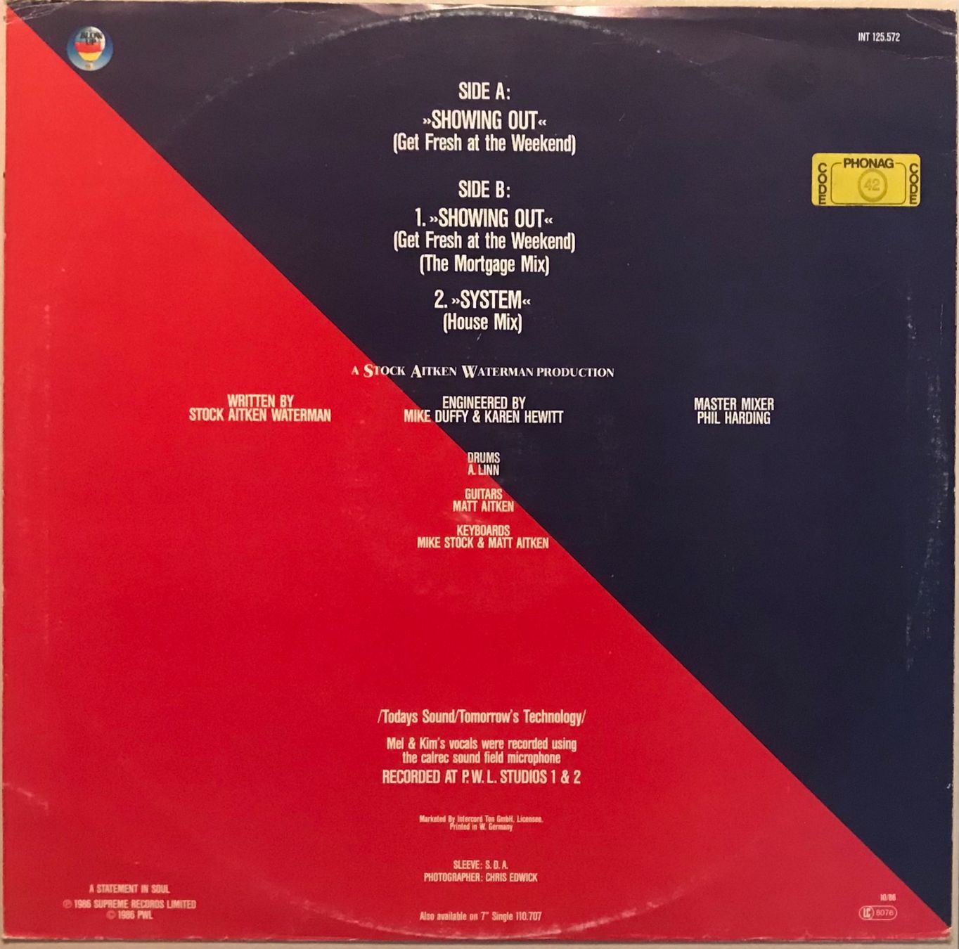 Dischi in vinile: MEL & KIM - SHOWING OUT - MAXI-SINGLE – Usato da Bussigny venduto da vinyl-pas-cher 1