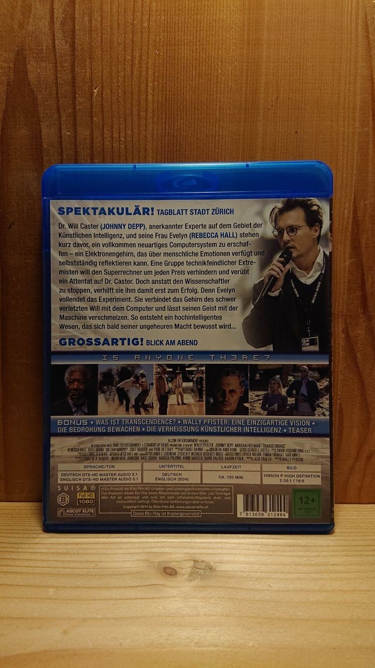 Tutti i DVDs: TRANSCENDENCE Blu-Ray mit Johnny Depp – Usato da Wilderswil venduto da Exebub 1
