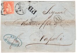 1865 BELEG V. WINTERTHUR NACH NAPOLI SITZENDE HELVETIA 30 FR