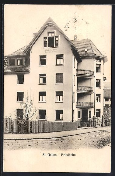 Cartoline postali: AK St. Gallen, Ansicht vom Friedheim – Usato da Berlin venduto da bartko-reher