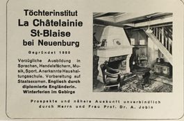 Vintage Reklame, La Châtelainie St-Blaise NE, 1942