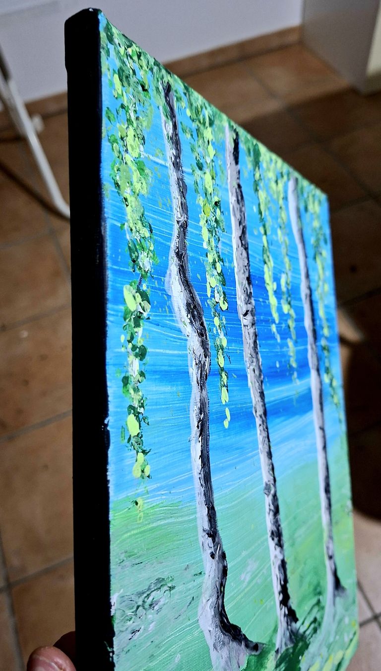 Dipinti: Original Acryl Gemälde 30x24cm Birkenwald  Handgemalt – Nuovo e nell'imballaggio originale da Rovio venduto da POSITIFFARTandPLANTS 3