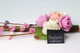 Label "Hand made with love" grau (1 Stück)