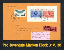 Pro Juventute Block 1937 Stempel letzter Tag 31.V.38