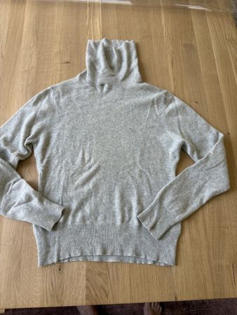 Rollkragenpullover hellgrau Grösse M 100% Kaschmir 