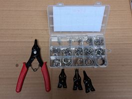 Set Zange u Sicherungsringe / Segerringe 225 Rostfrei